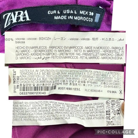 Zara purple Satin effect slip dress sweetheart spaghetti strap faux wrap Sz L - Picture 16 of 16